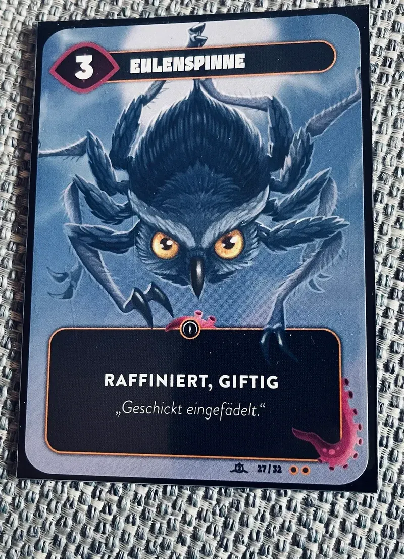 Our Mindbug card Eulenspinne, the owl spider