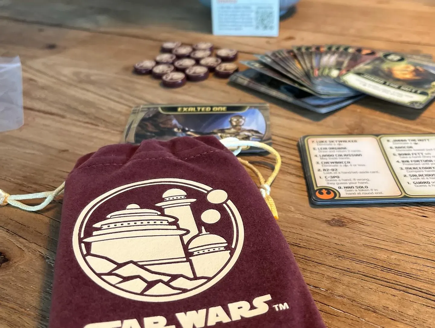 Jabba's Palace tokens, bag and player aid