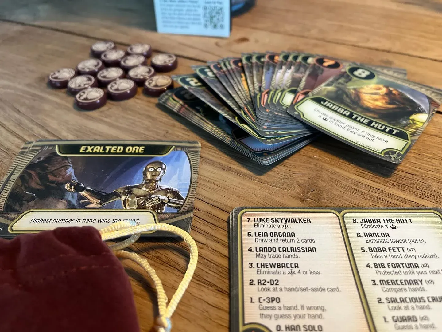 Jabba's Palace cards and player aids on the table